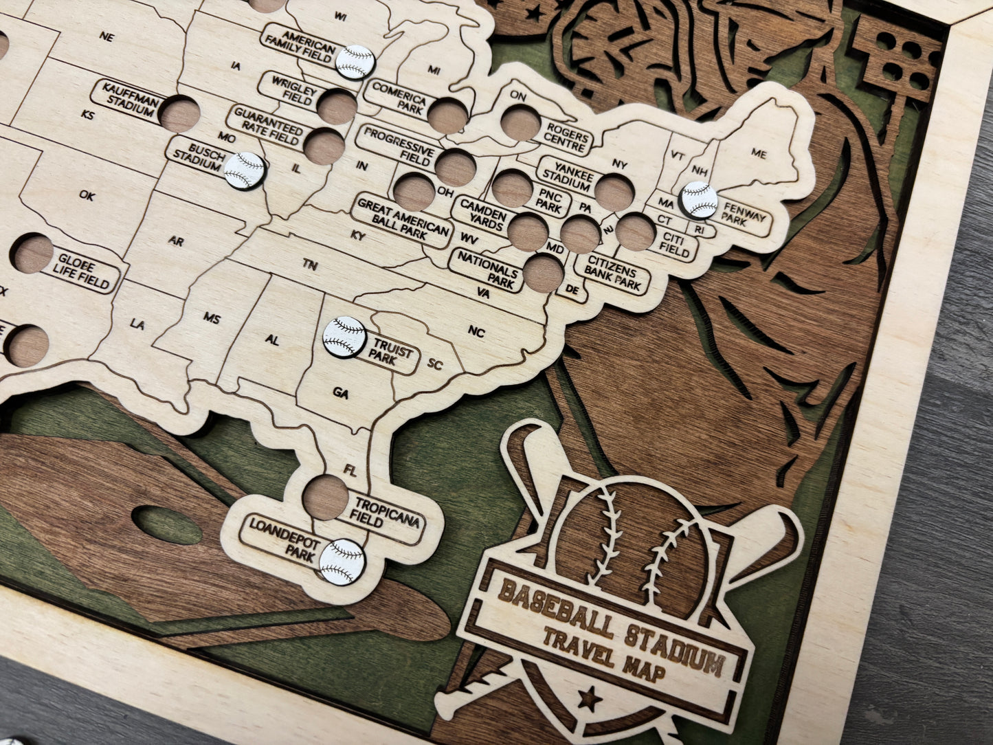 Stadiums Travel Map with Story Tag - Personalization Available