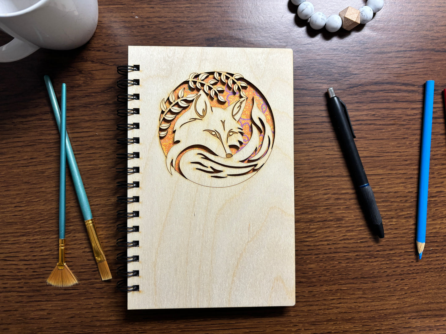 Spiral Notebook, Fox, Premium Sketchbook Paper or Lined Paper, Personalization Available