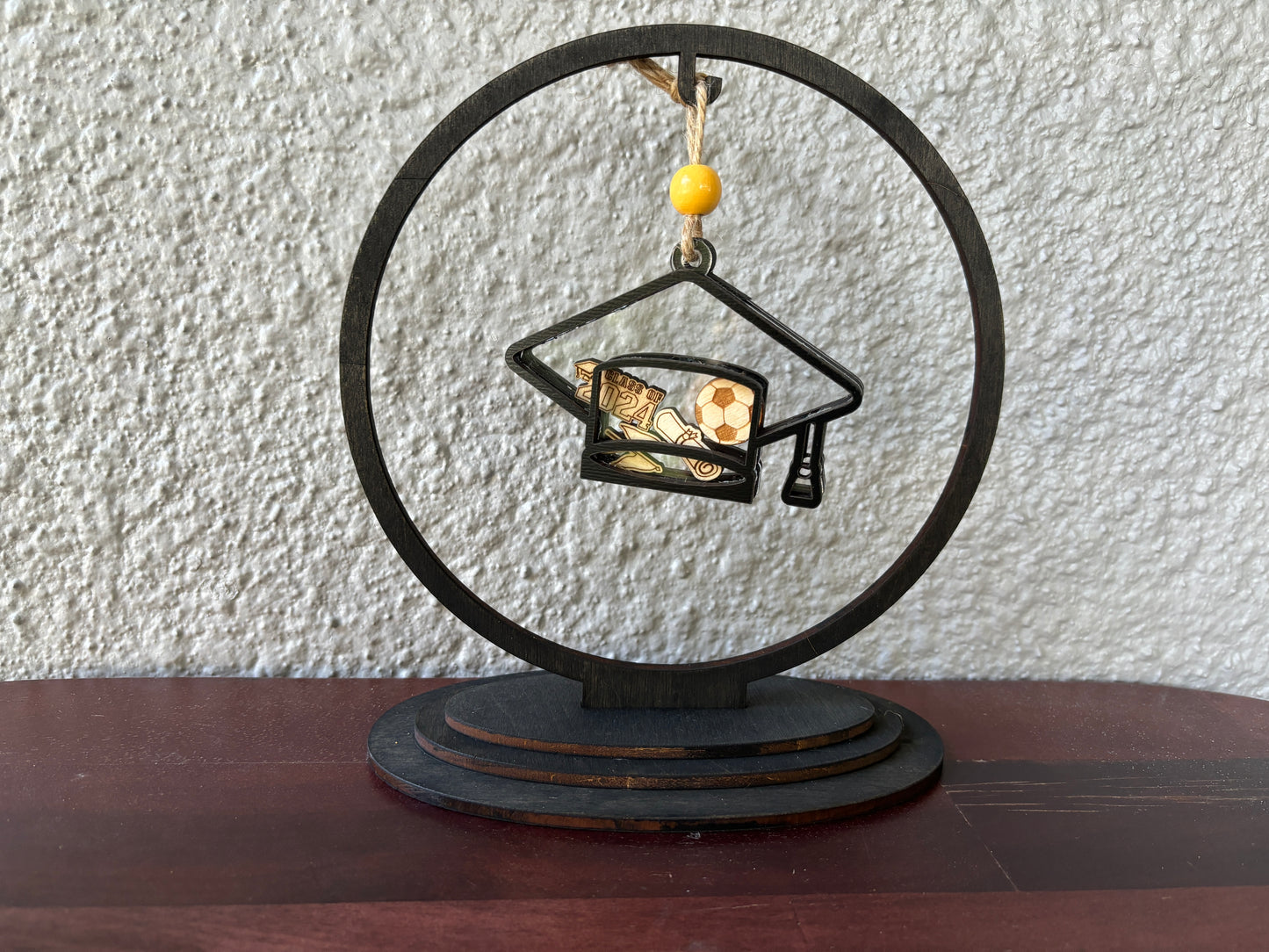 Graduation Shaker Ornament, Car Charm, Optional Stand, Choose Your Tokens