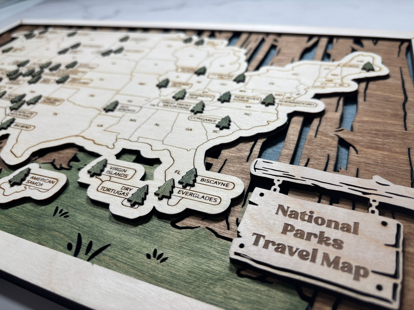 National Parks Travel Map with Story Tag, Personalization Available