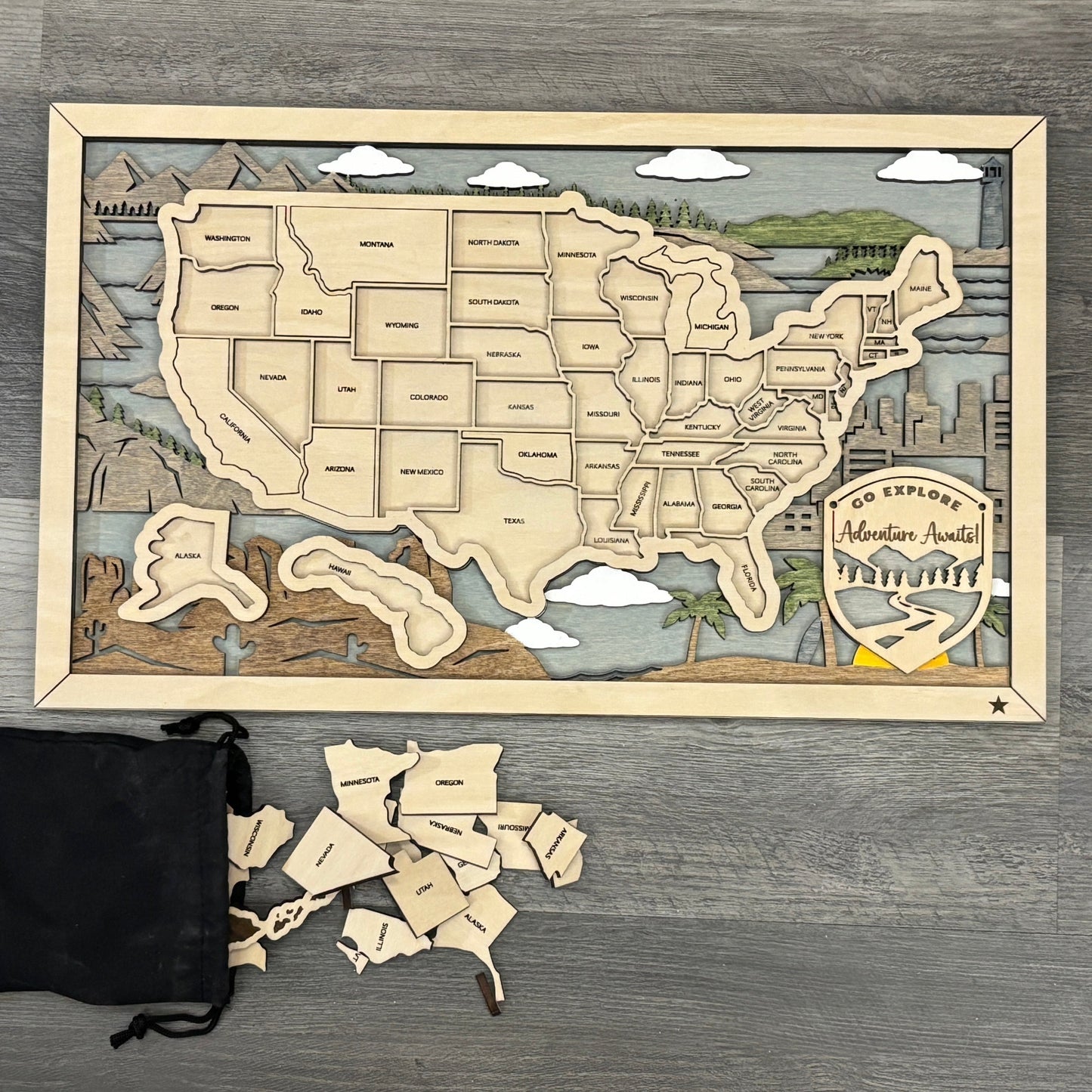 US Travel Map with Story Tag, Personalization Available