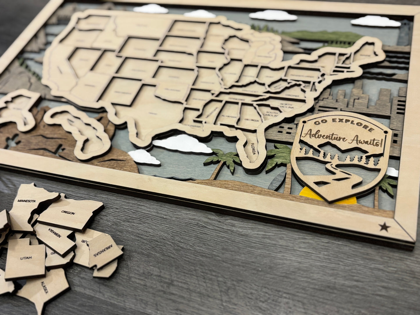US Travel Map with Story Tag, Personalization Available