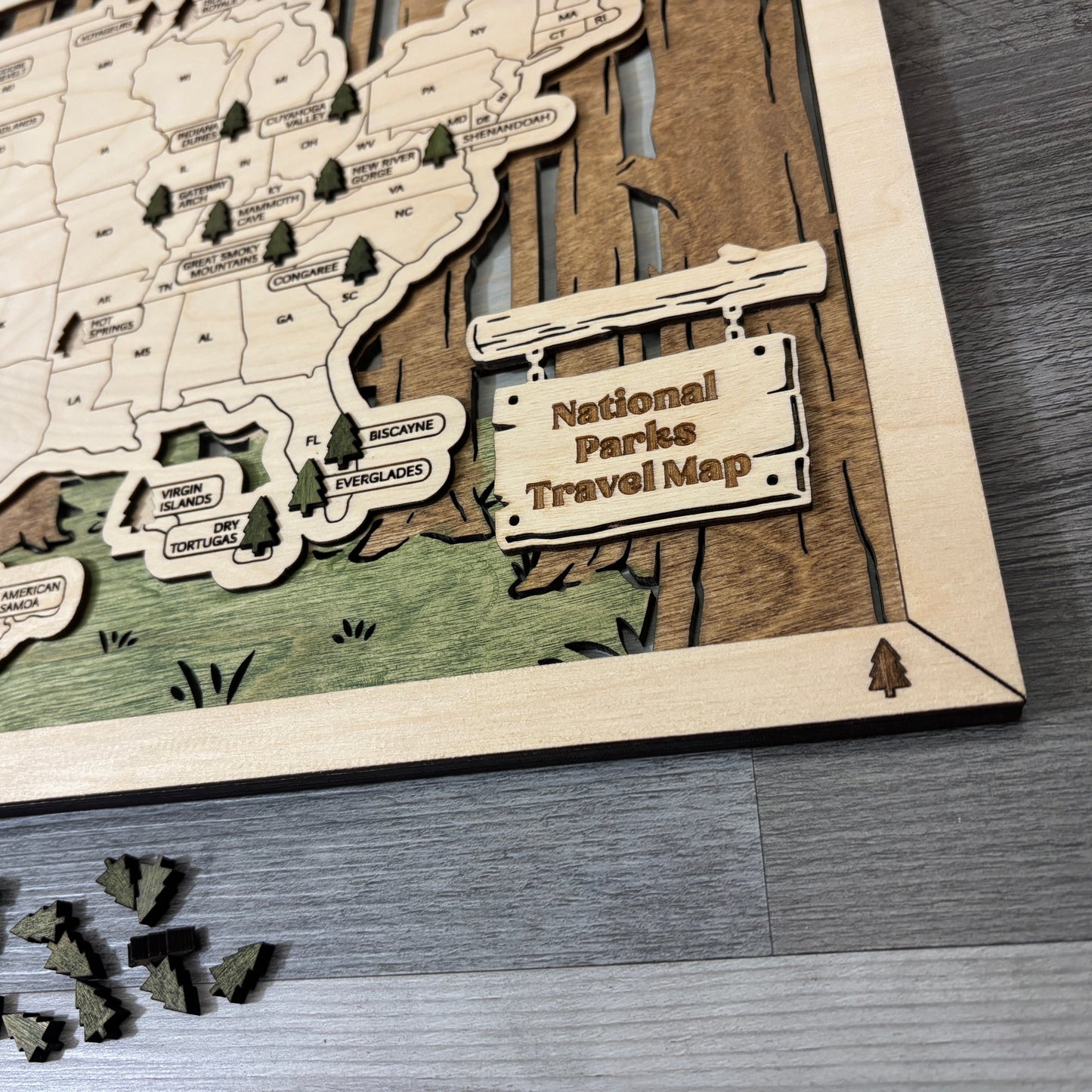 National Parks Travel Map with Story Tag, Personalization Available