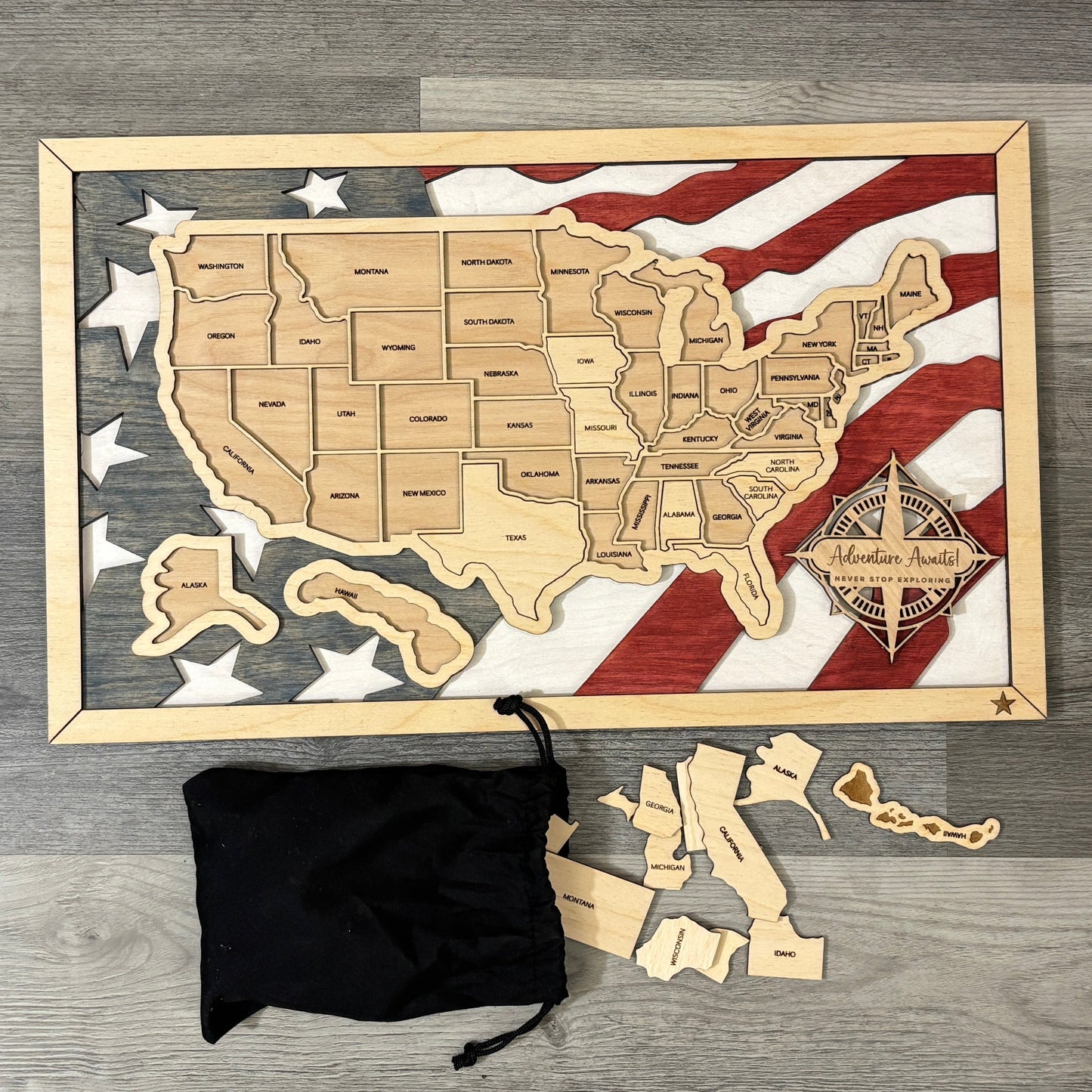US Travel Map with Story Tag, Personalization Available
