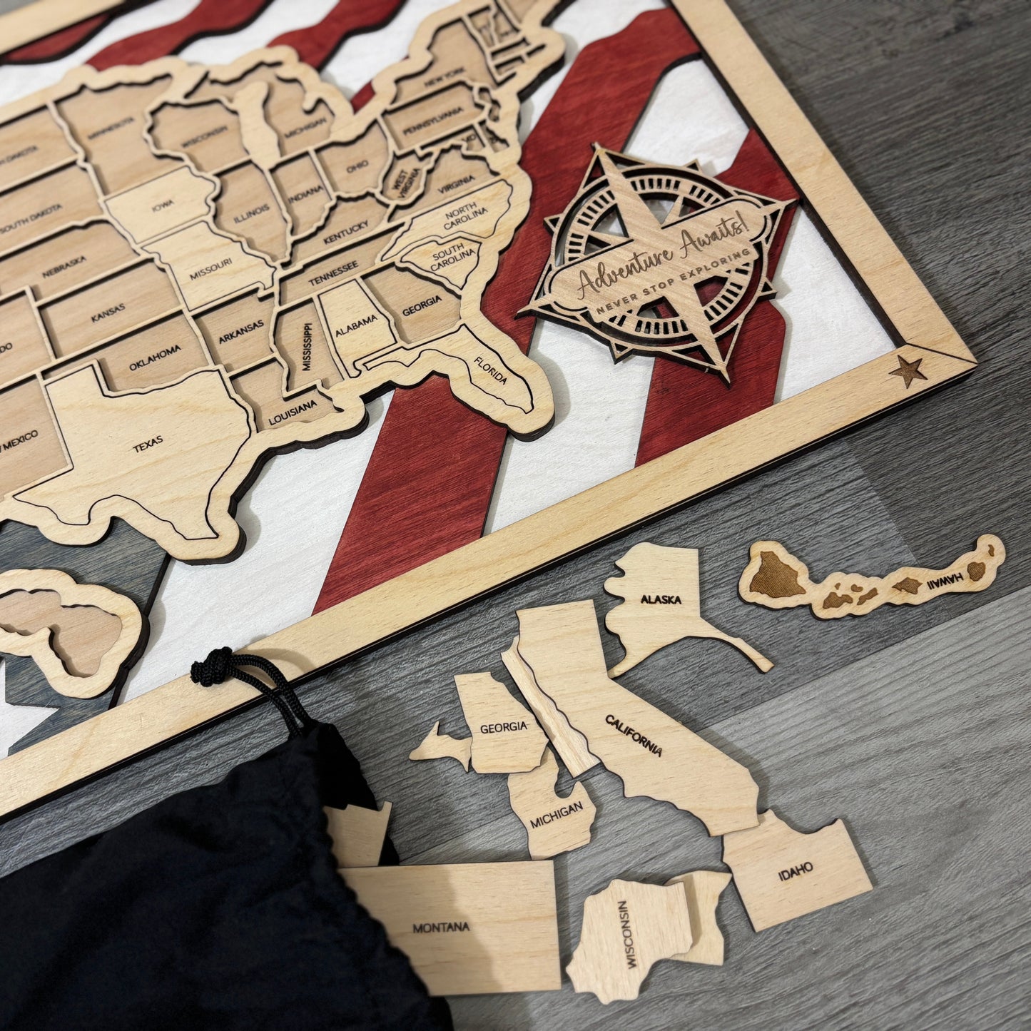 US Travel Map with Story Tag, Personalization Available