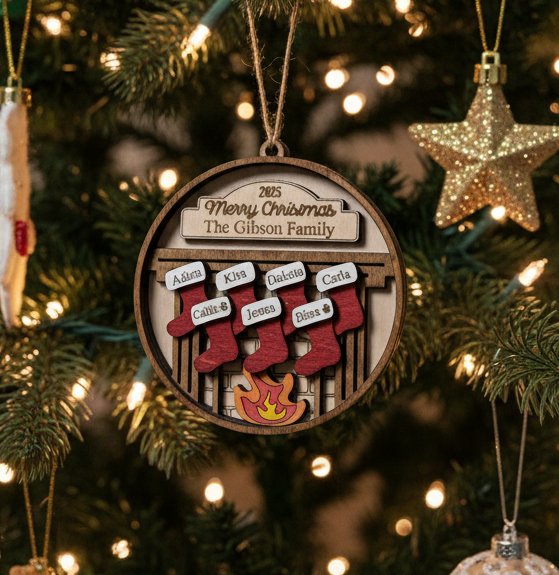Stocking Ornament with up to 12 Names