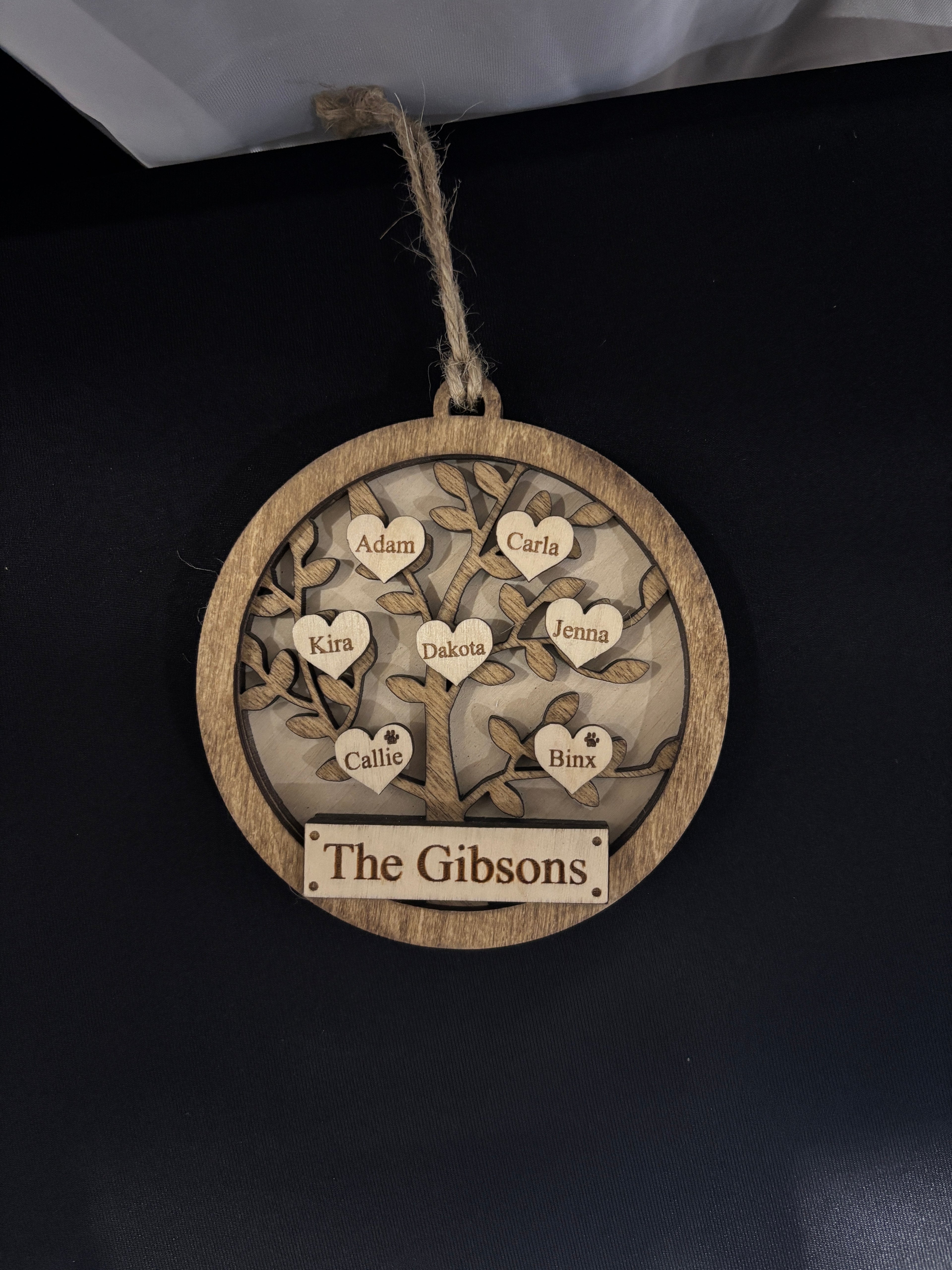 Family Tree Ornament with up to 12 Names