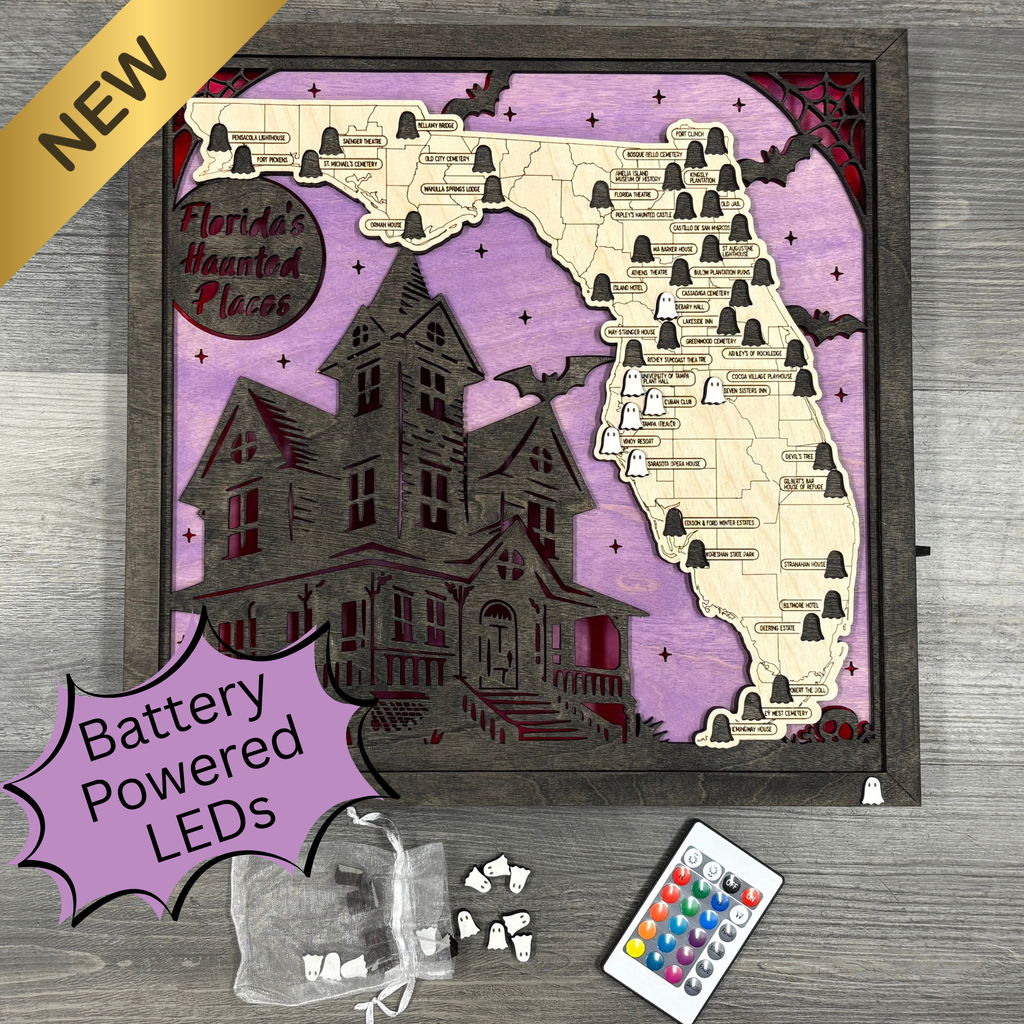 *NEW* LED Haunted Places in Florida Travel Map with Story Tag