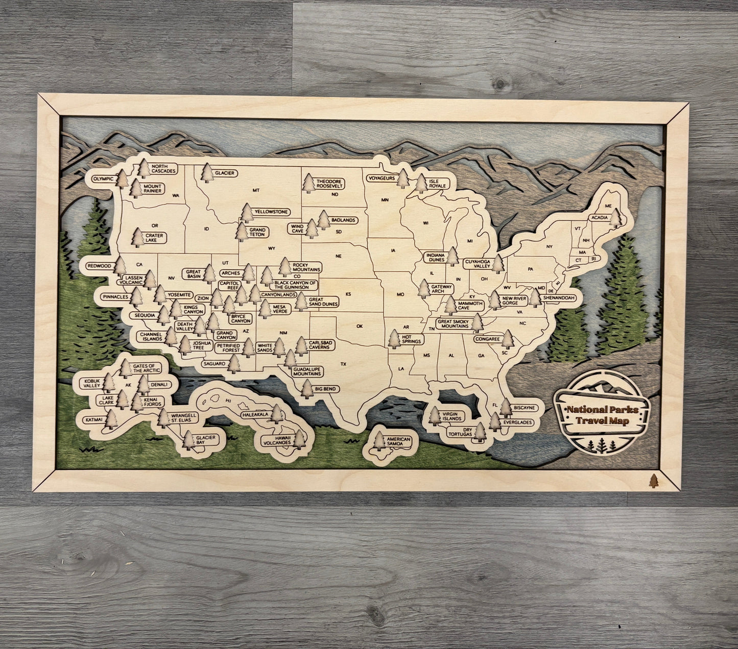 National Parks Travel Map with Story Tag, Personalization Available