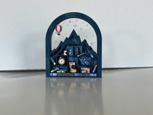 Mini Mountain Bookshelf - Travel-Themed, Blue