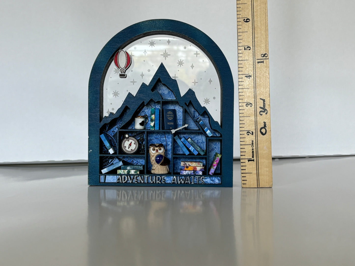 Mini Mountain Bookshelf - Travel-Themed, Blue
