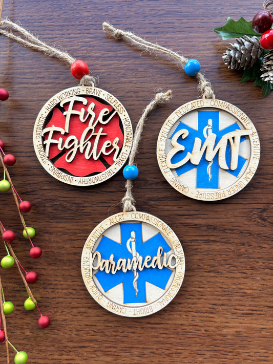 First Responder Ornament - EMT, Paramedic, Firefighter, Police Officer