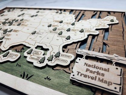 National Parks Travel Map with Story Tag, Personalization Available