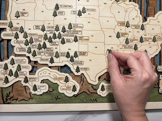 National Parks Travel Map with Story Tag, Personalization Available