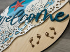 Ocean Waves Round Welcome Sign