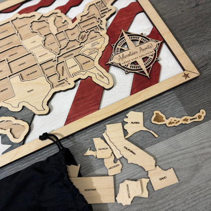 US Travel Map with Story Tag, Personalization Available
