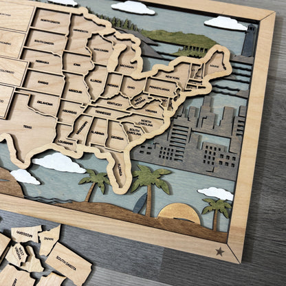 US Travel Map with Story Tag, Personalization Available