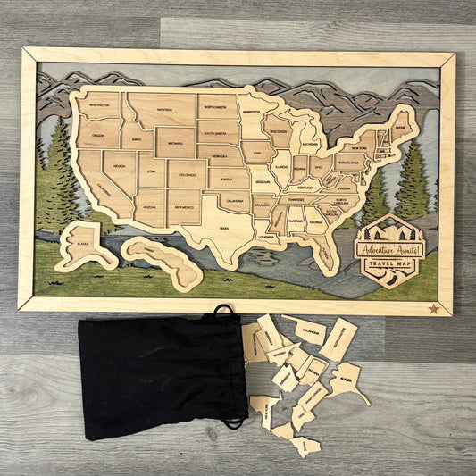 US Travel Map with Story Tag, Personalization Available