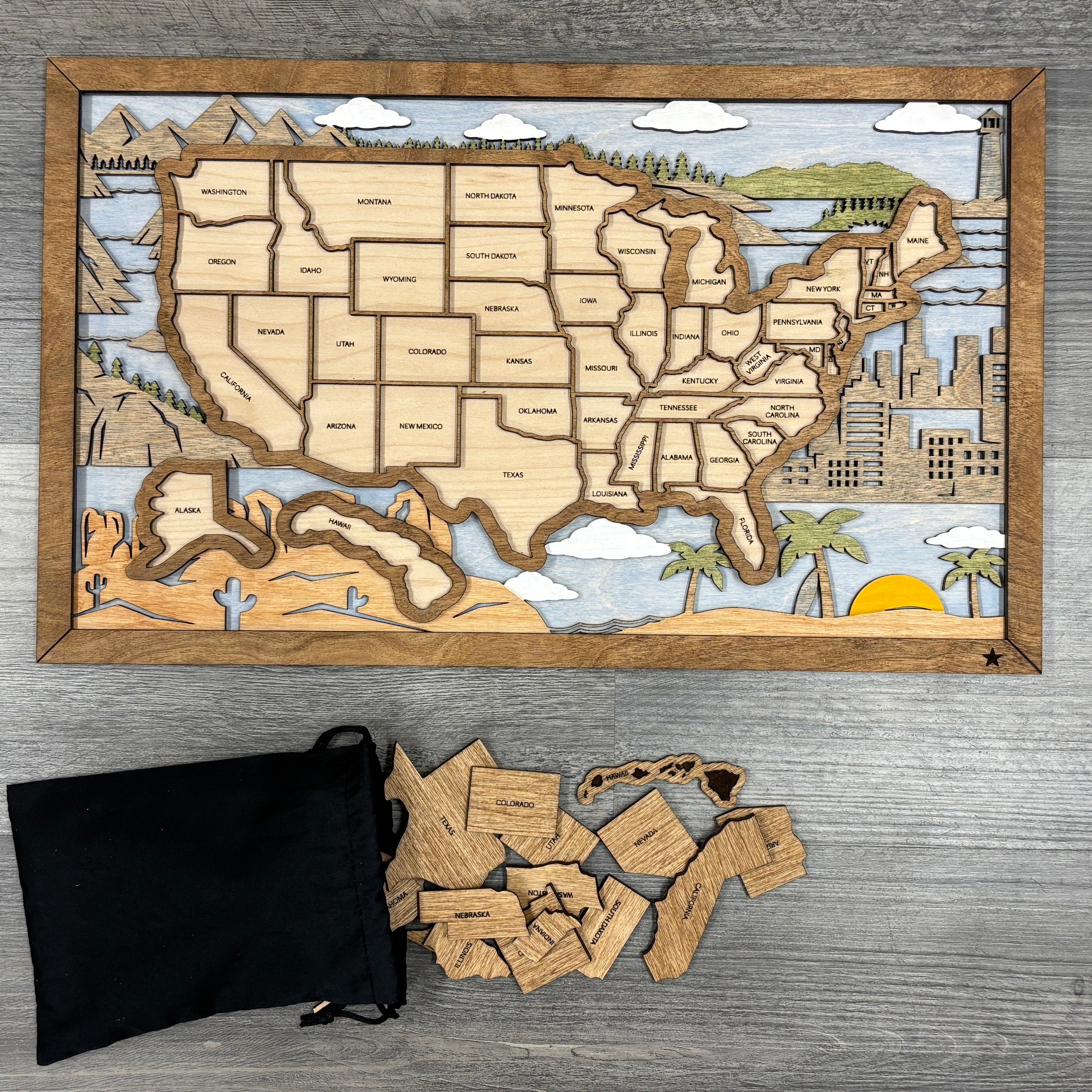 US Travel Map with Story Tag, Landscape, Personalization Available