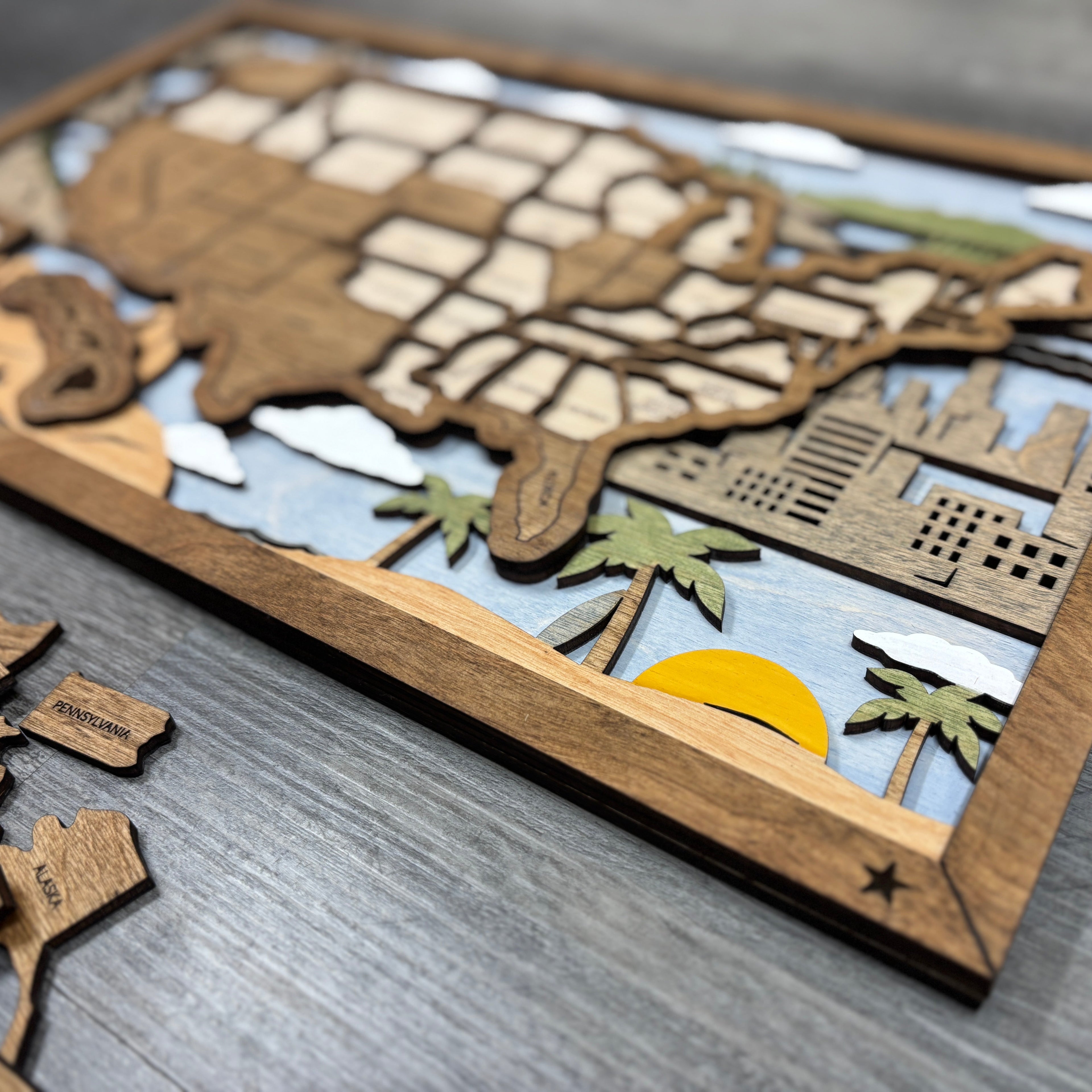 US Travel Map with Story Tag, Landscape, Personalization Available