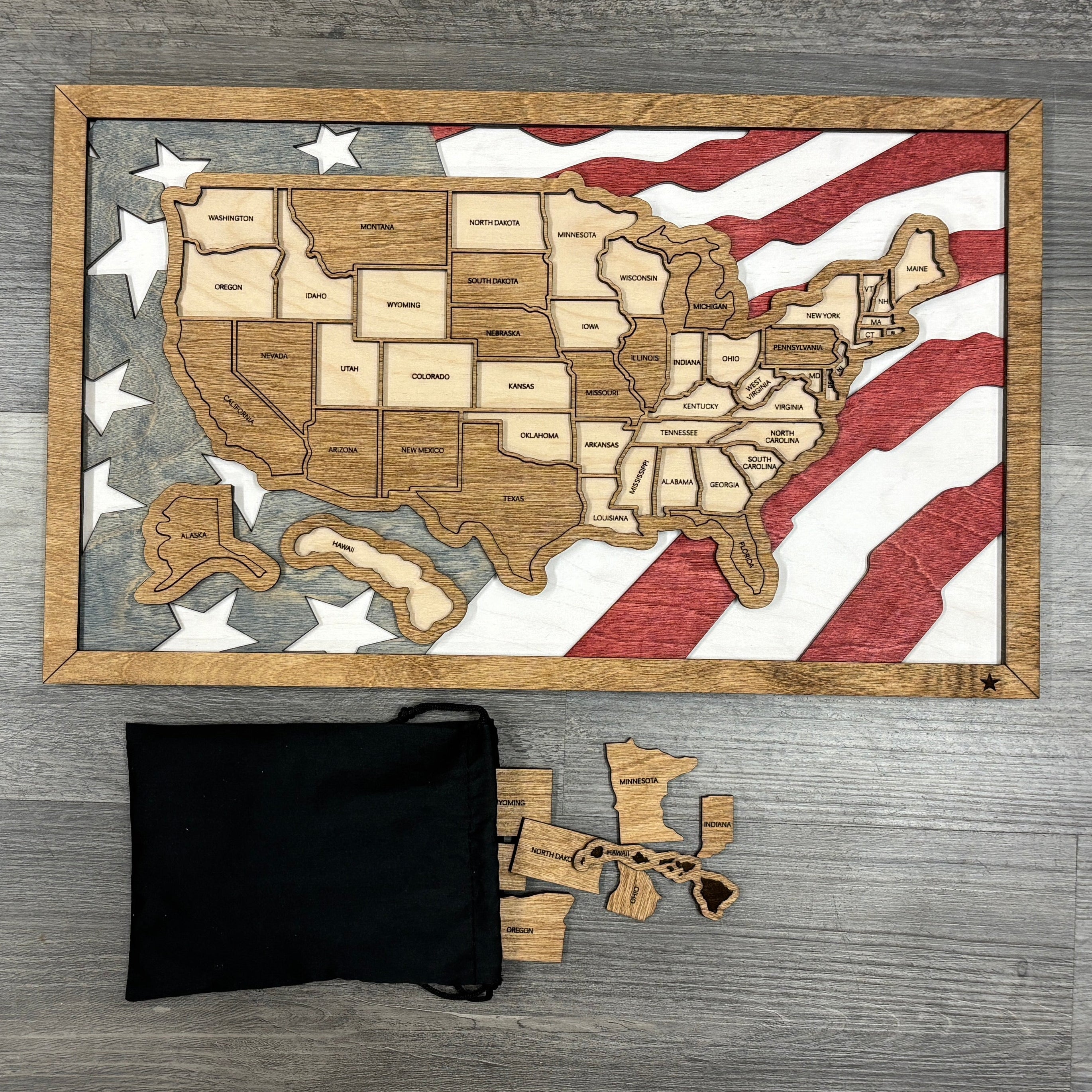 US Travel Map with Story Tag, Flag, Personalization Available