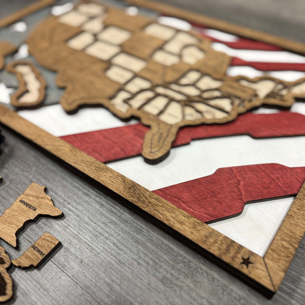 US Travel Map with Story Tag, Flag, Personalization Available