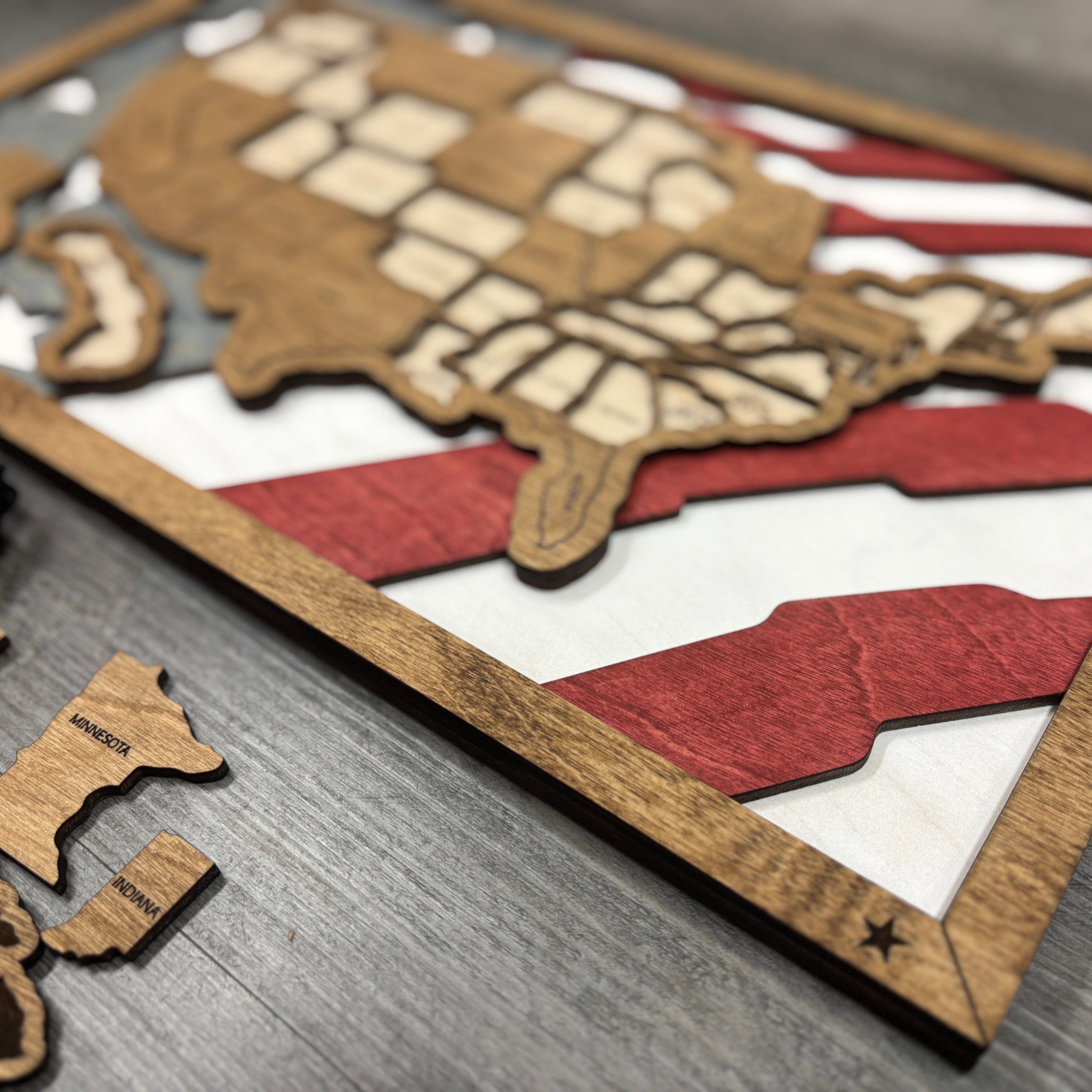 US Travel Map with Story Tag, Flag, Personalization Available
