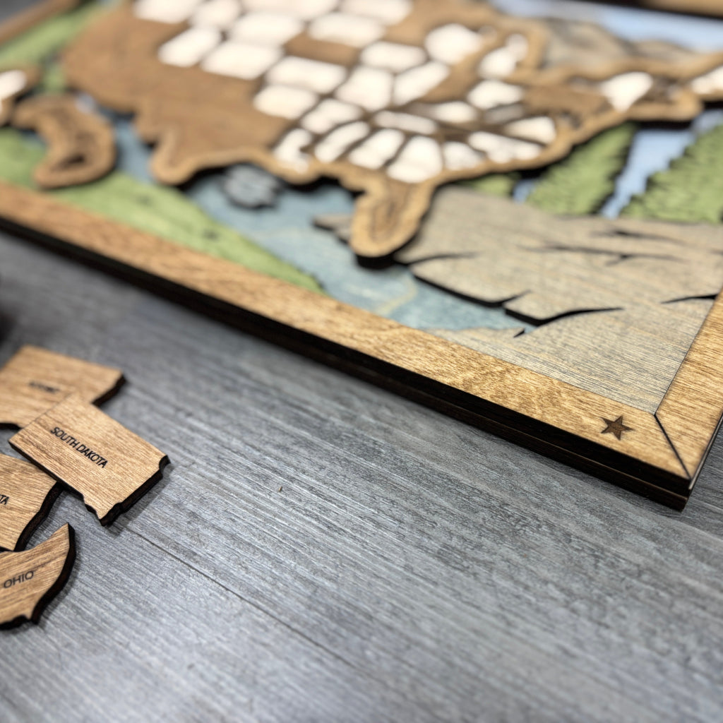 US Travel Map with Story Tag, Mountain, Personalization Available