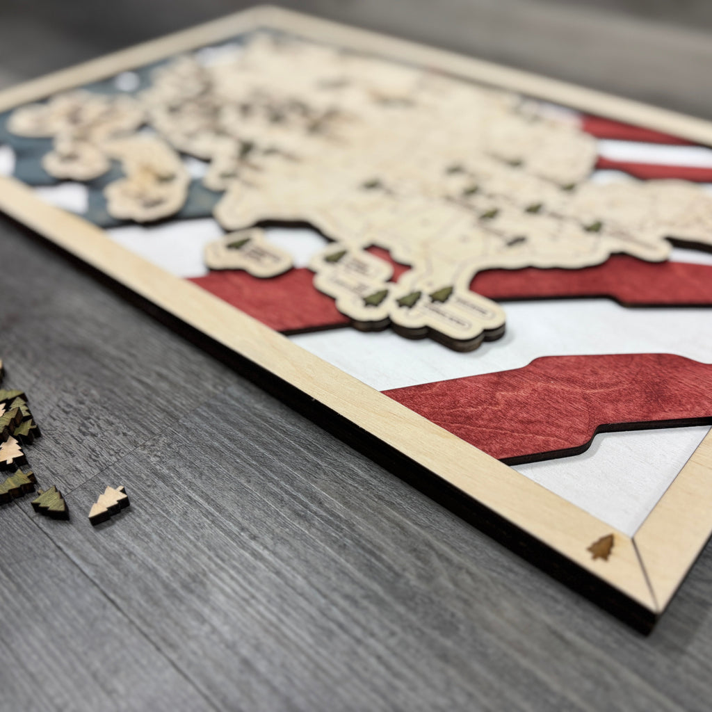 National Parks Travel Map with Story Tag, Flag, Personalization Available