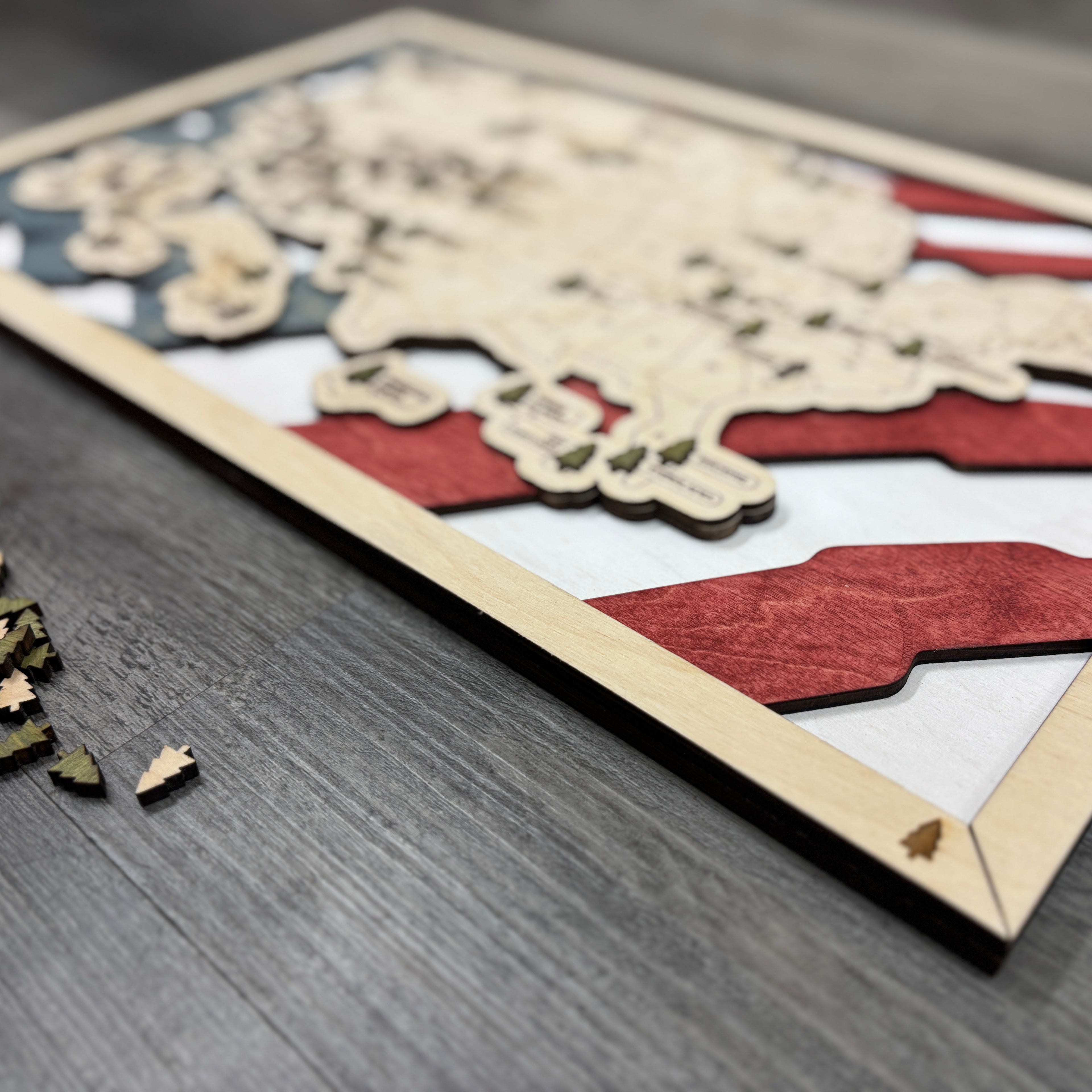 National Parks Travel Map with Story Tag, Flag, Personalization Available