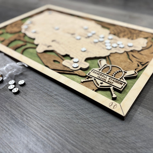 Baseball Stadiums Travel Map with Story Tag - Personalization Available