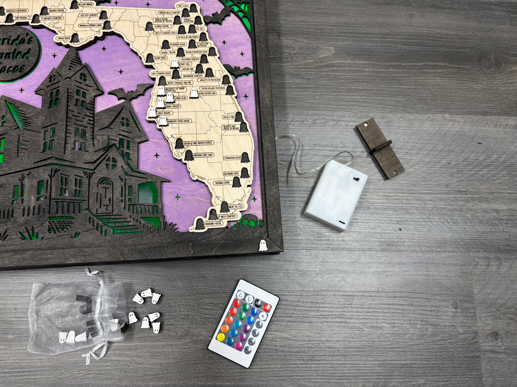 *NEW* LED Haunted Places in Florida Travel Map with Story Tag