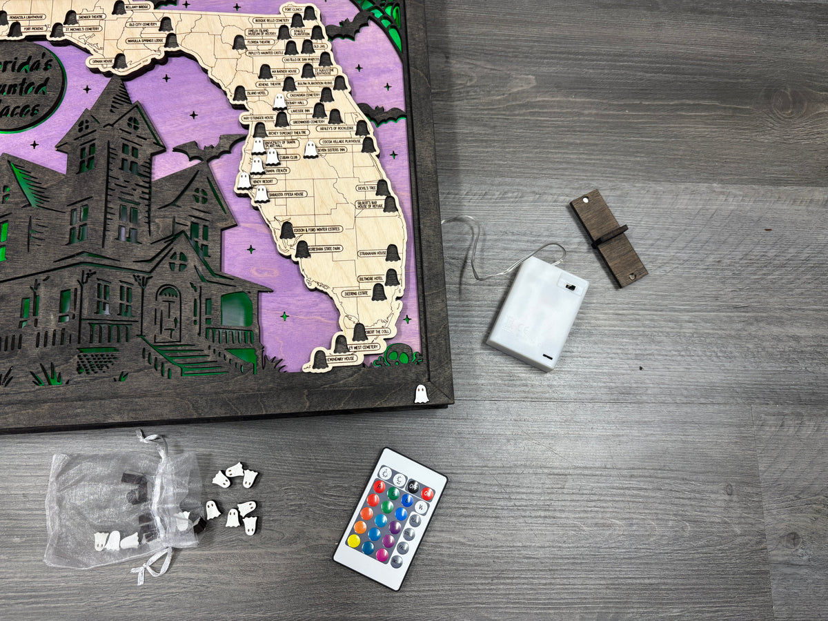 *NEW* LED Haunted Places in Florida Travel Map with Story Tag