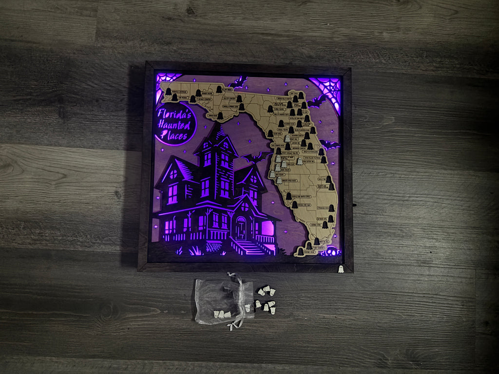 *NEW* LED Haunted Places in Florida Travel Map with Story Tag