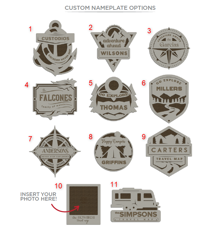 US Travel Map with Story Tag, Mountain, Personalization Available