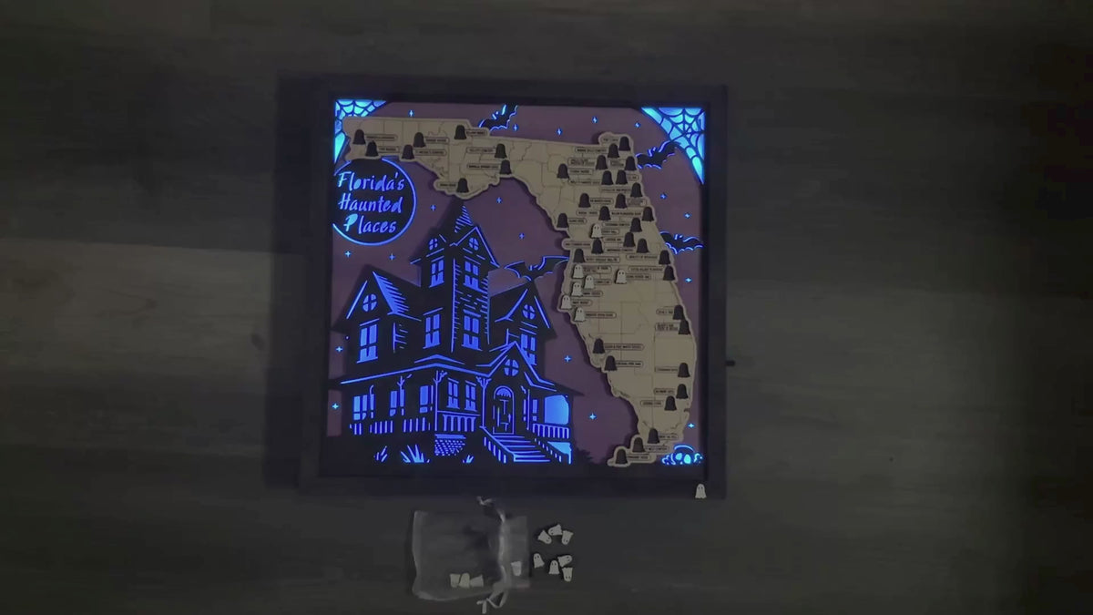 *NEW* LED Haunted Places in Florida Travel Map with Story Tag